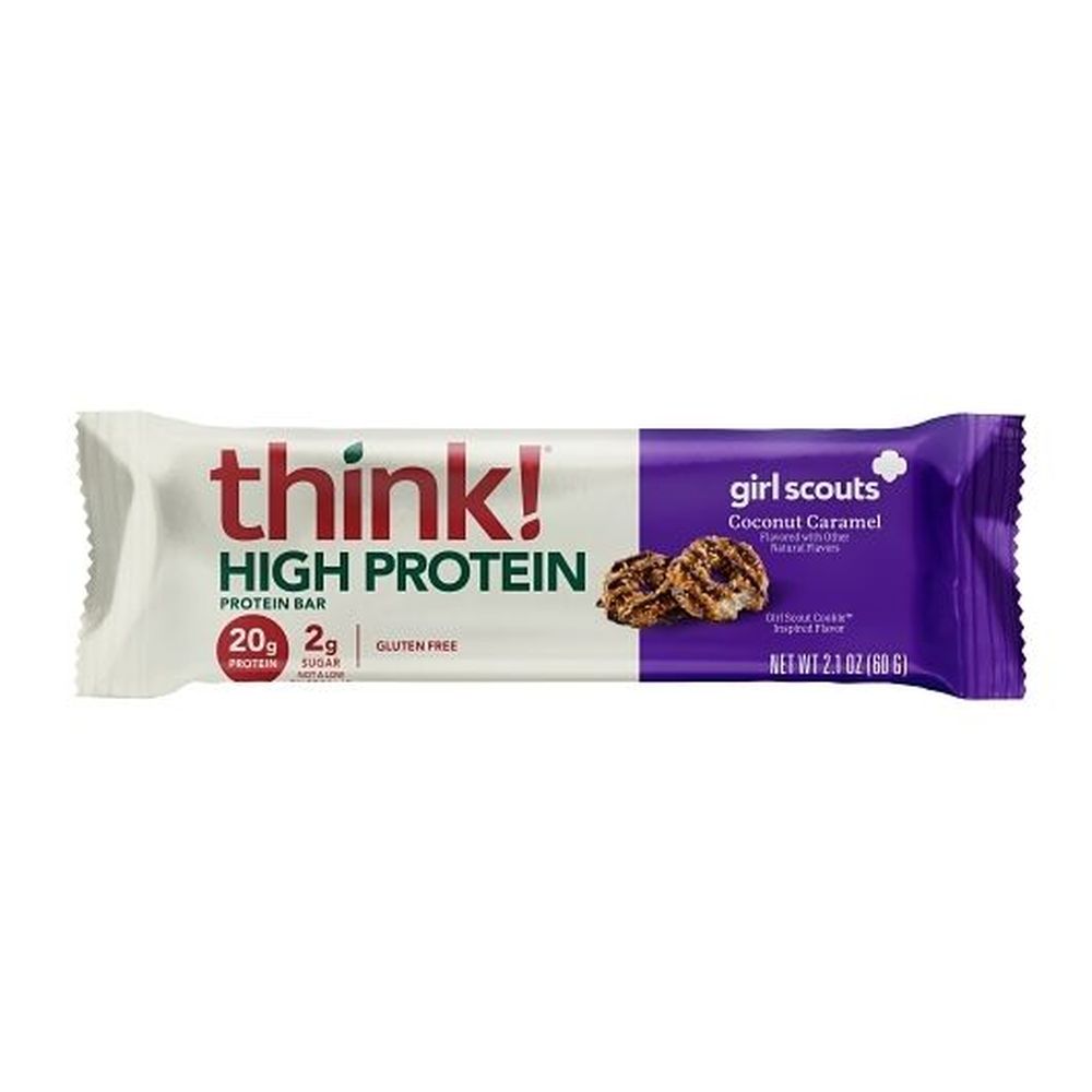 Barra De Alta Proteína Think! Girl Scout De Coco Y Caramelo, 0.131 Libras -- 10 Por Caja