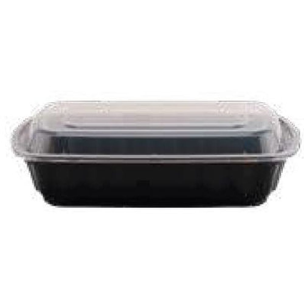 Black 7 x 5 inch Deep Rectangular Microwaveable Container with Clear Lid