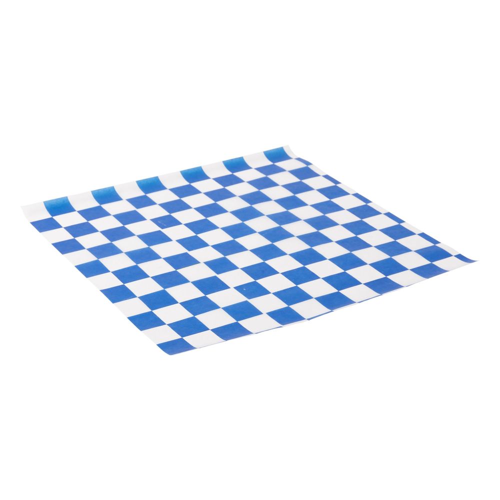 Blue White Check Dry Wax Basket Liner Sheet