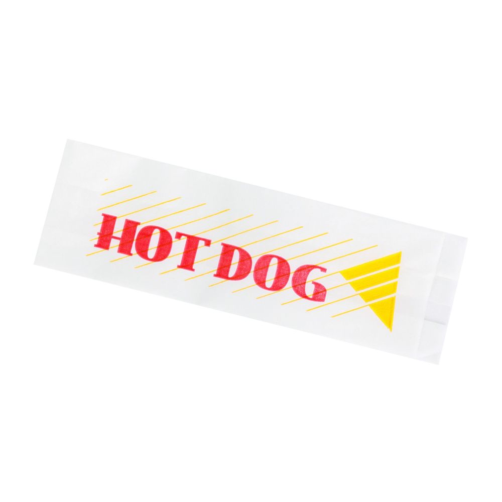 Mcnairn Grease Resistant Hot Dog Print Paper Bag, 3 X 2 X 9 Inch -- 2000 Per Case