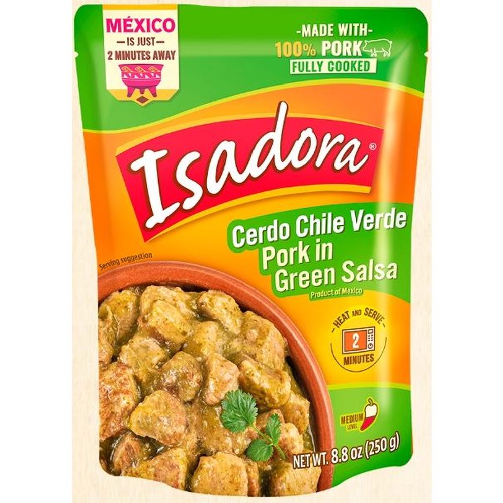 Isadora Cerdo Chile Verge Pork In Green Salsa, 8.8 Ounce -- 8 Per Case