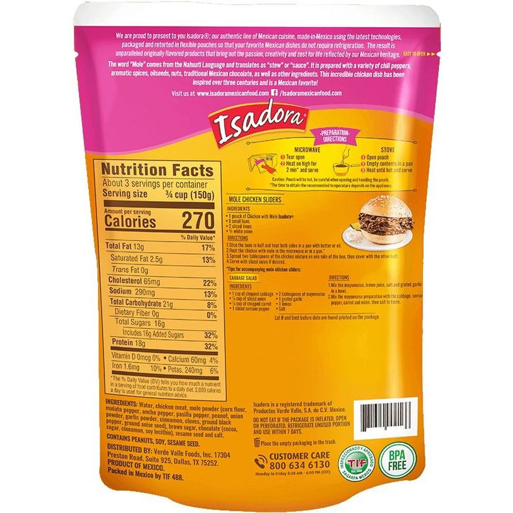 Isadora Pollo Con Mole Chicken With Mole Sauce, 8.8 Ounce -- 8 Per Case