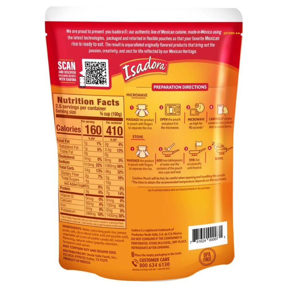 Isadora Mexican Rice With Tomato, 8.8 Ounce -- 8 Per Case