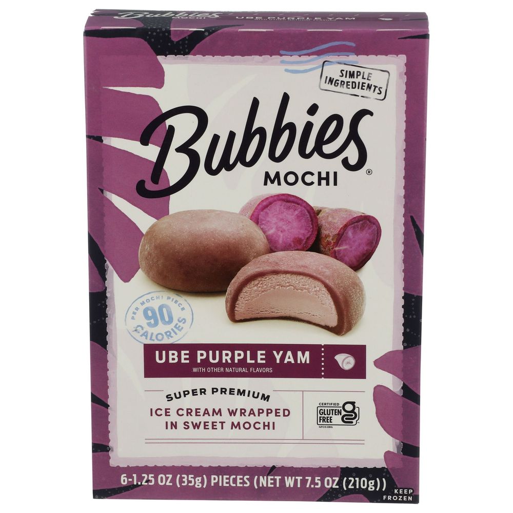 Bubbies Mochi Ube Super Premium Ice Cream, 7.5 Ounce -- 8 Per Case