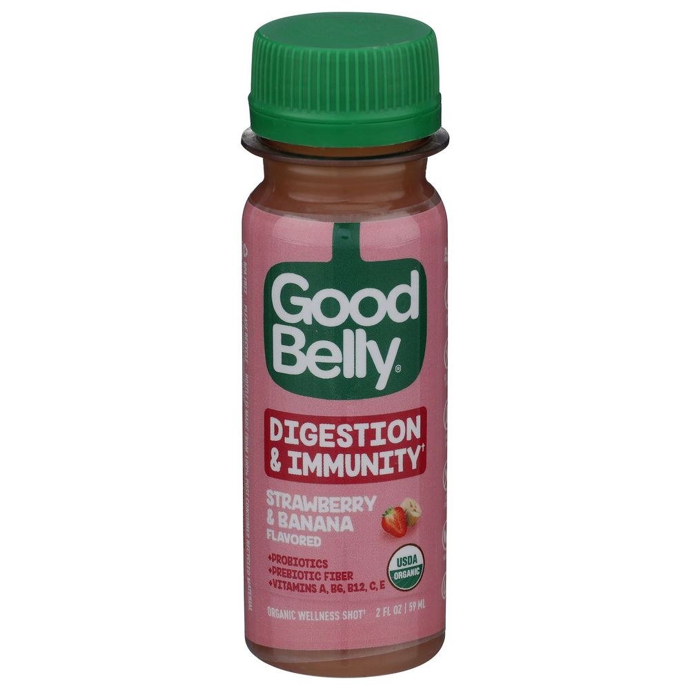 Good Belly Organic Digestion And Immunity Strawberry And Banana Shot, 2 Fluid Ounce -- 24 Per Case