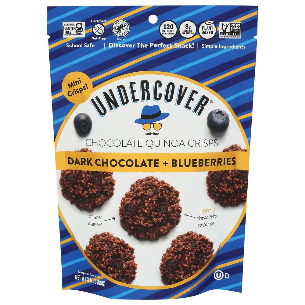 Undercover Dark Chocolate Plus Blueberries Mini Quinoa Crisps, 3 Ounce -- 12 Per Case