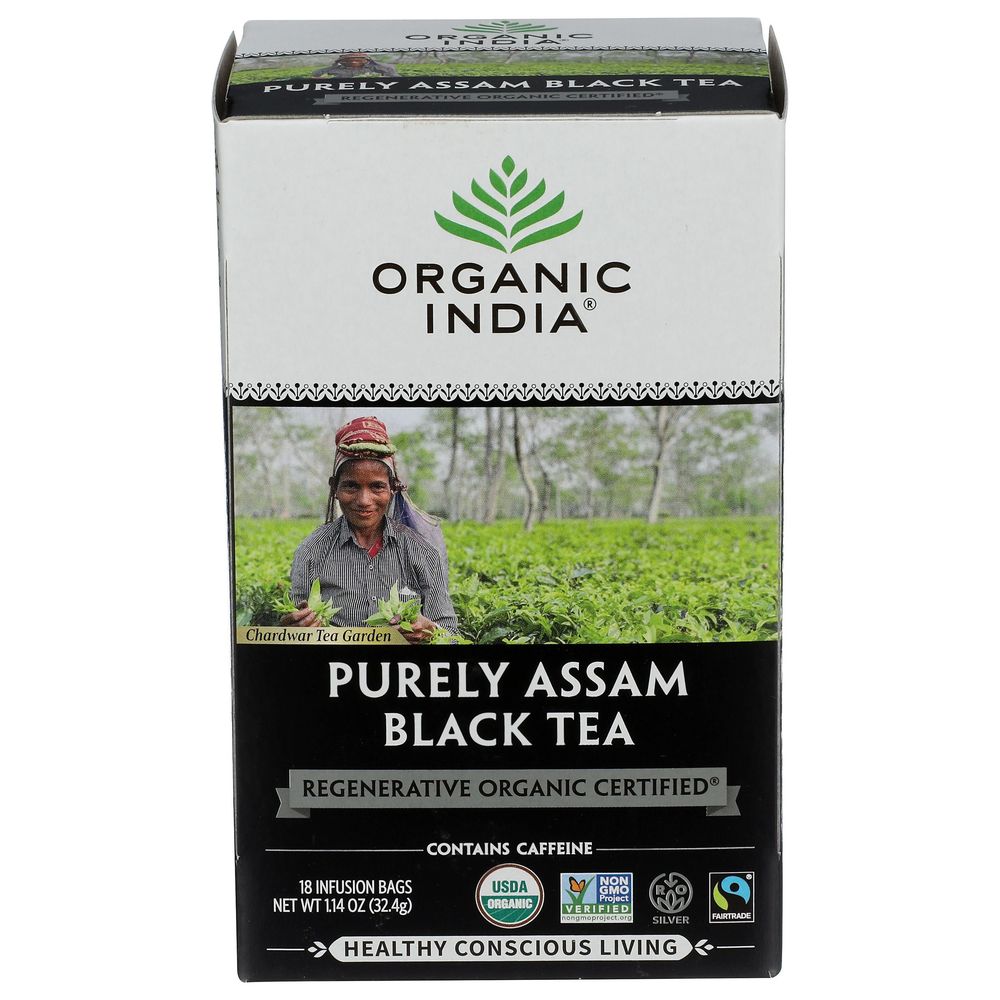 Organic India Purely Assam Black Infusion Tea, 18 Tea Bags -- 6 Per Case