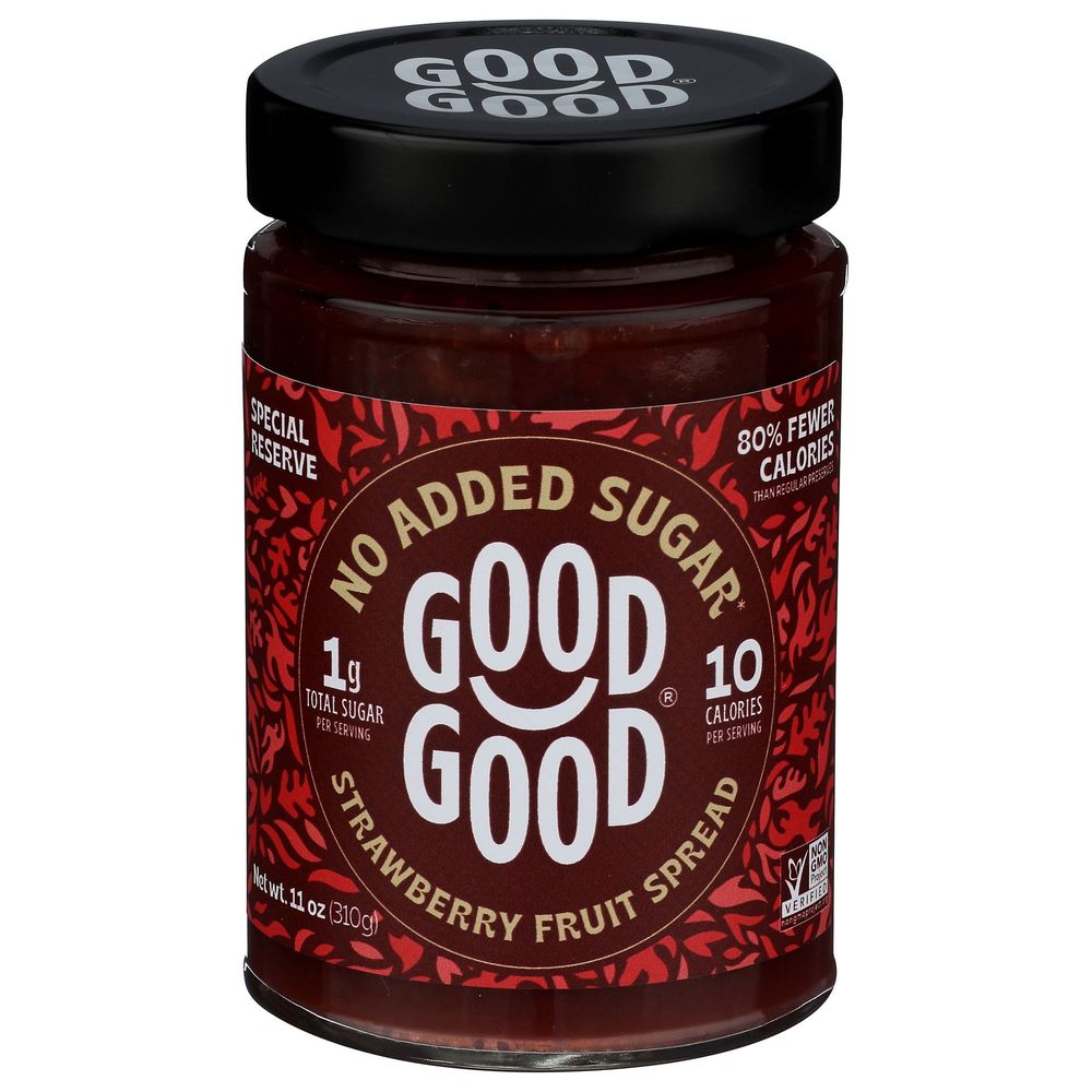 Good Good No Added Sugar Strawberry Fruit Spread, 11 Ounce -- 6 Per Case