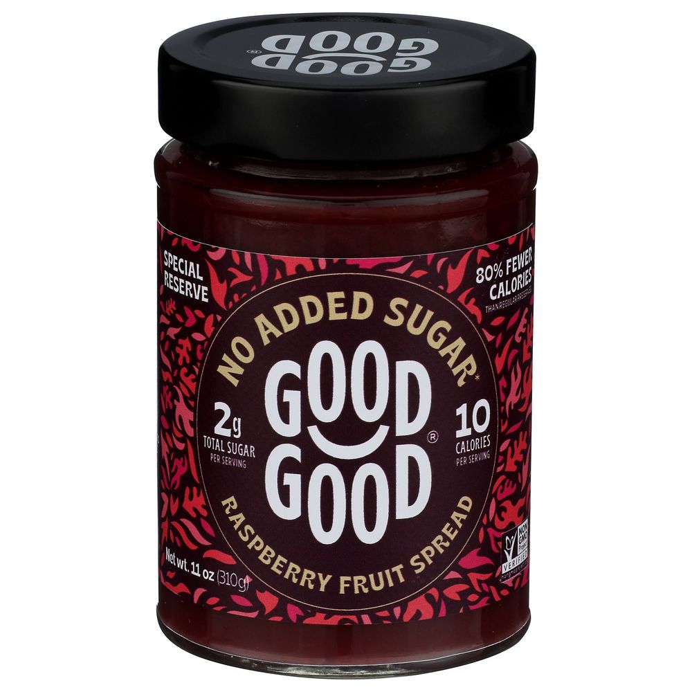 Good Good No Added Sugar Raspberry Fruit Spread, 11 Ounce -- 6 Per Case