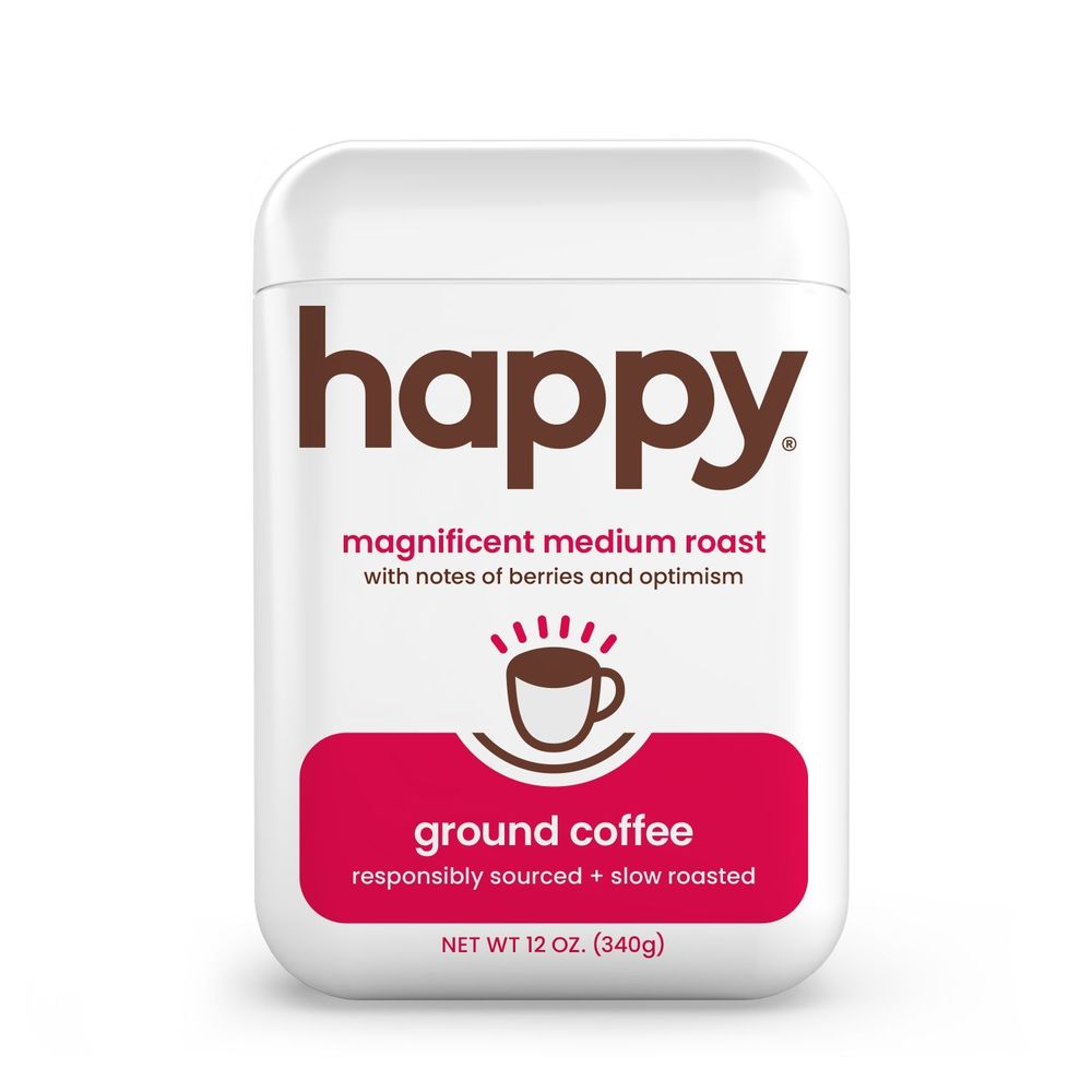 Happy Magnificent Medium Roast Ground Coffee, 12 Ounce -- 6 Per Case