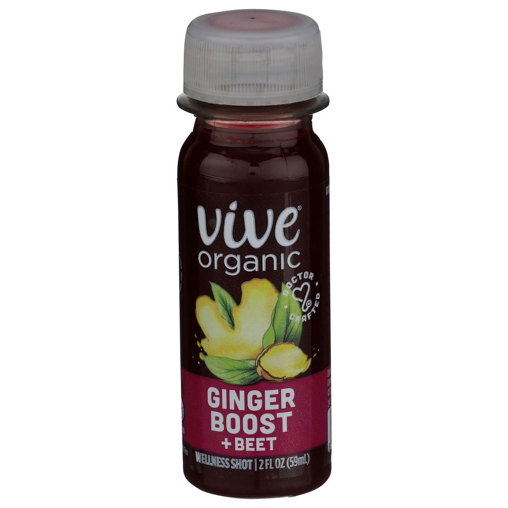Vive Organic Ginger Boost Plus Beet Wellness Shot, 2 Fluid Ounce -- 12 Per Case