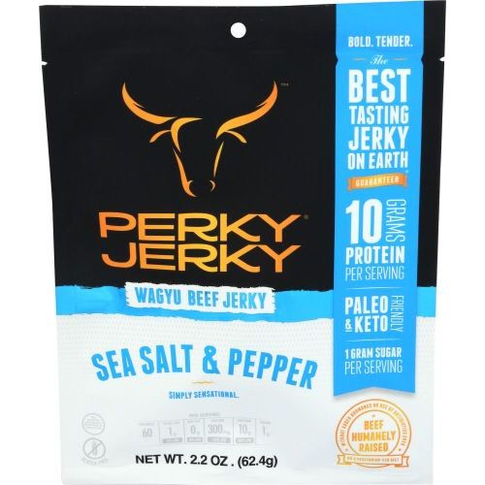 Perky Jerky Sea Salt And Pepper Wagyu Beef Jerky, 2.2 Ounce -- 8 Per Case