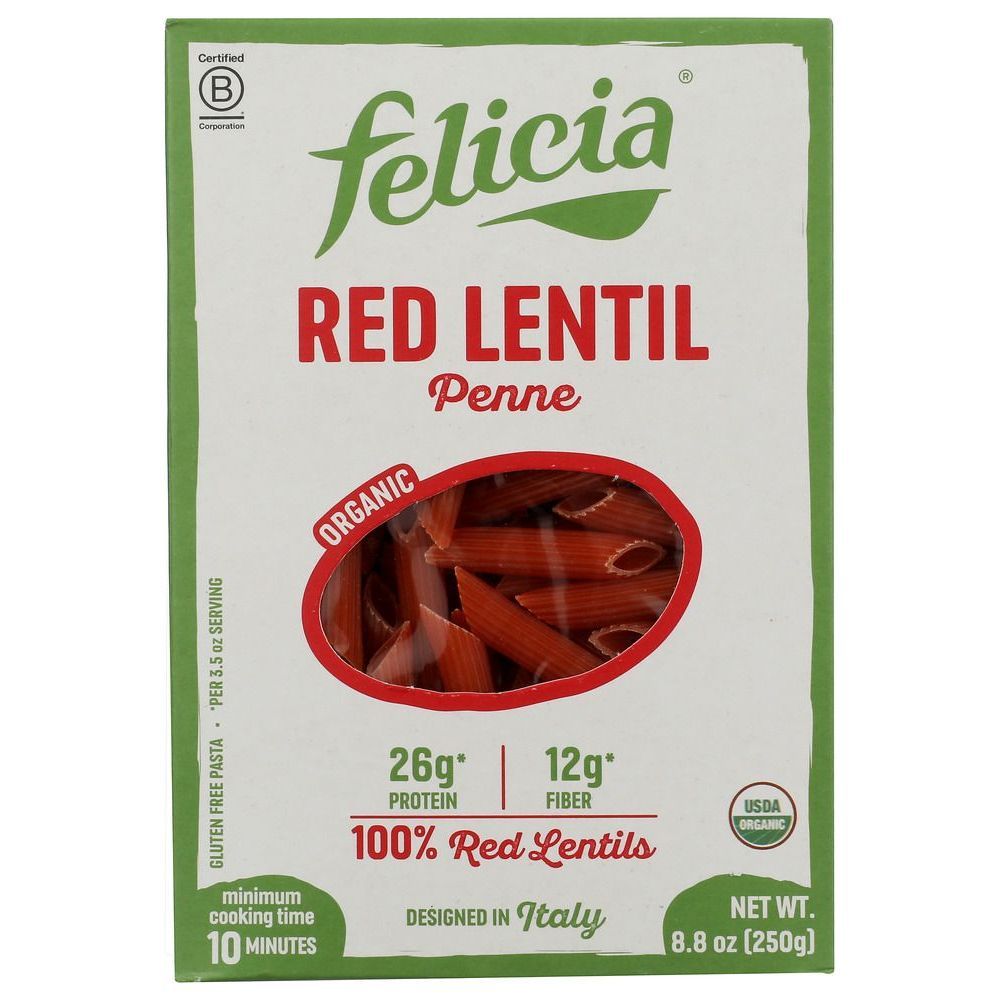 Felicia Organic Red Lentil Penne Pasta, 8.8 Ounce -- 6 Per Case