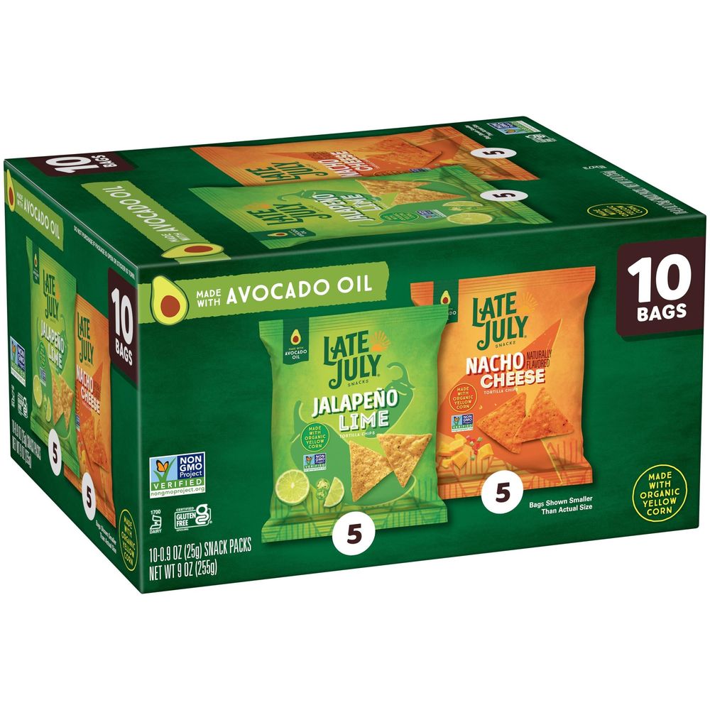 Late July Organic Tortilla Chips - Variety Pack, 9 Ounce -- 4 Per Case
