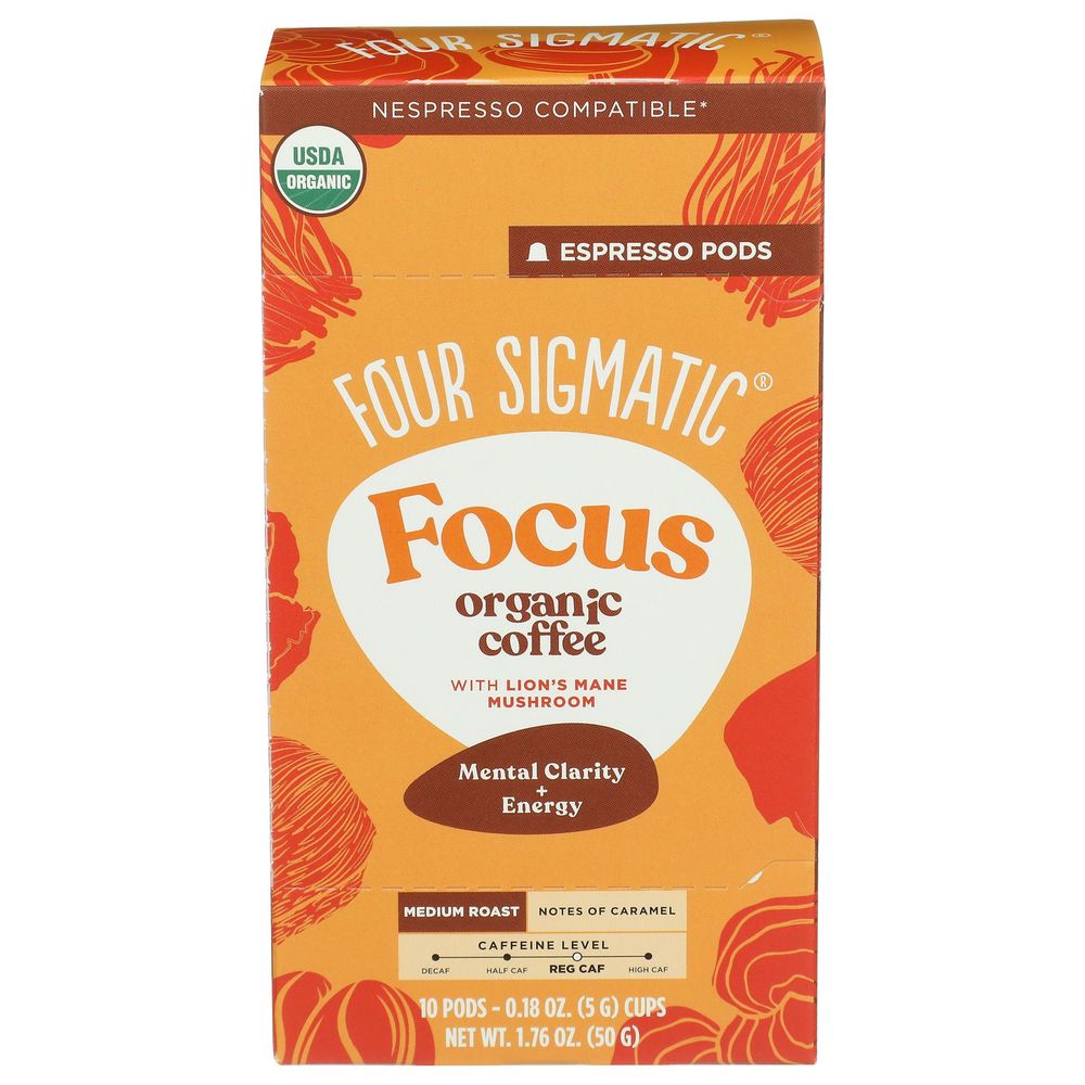 Four Sigmatic Organic Focus Medium Roast Coffee Espresso Pods, 1.76 Ounce -- 9 Per Case
