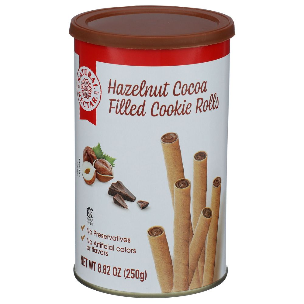 Natural Nectar Chocolate Hazelnut Cocoa Filled Cookie Rolls, 8.82 Ounce -- 12 Per Case