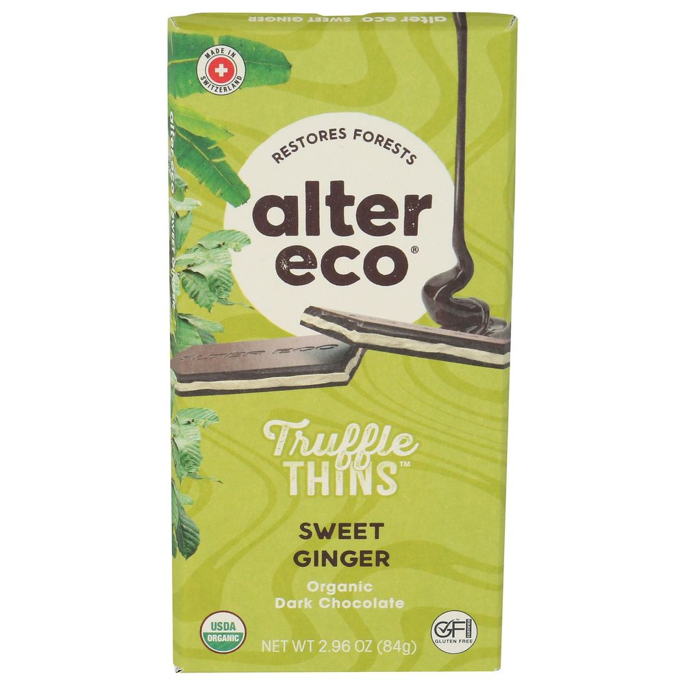 Organic Sweet Ginger Dark Chocolate Truffle Thins Bar
