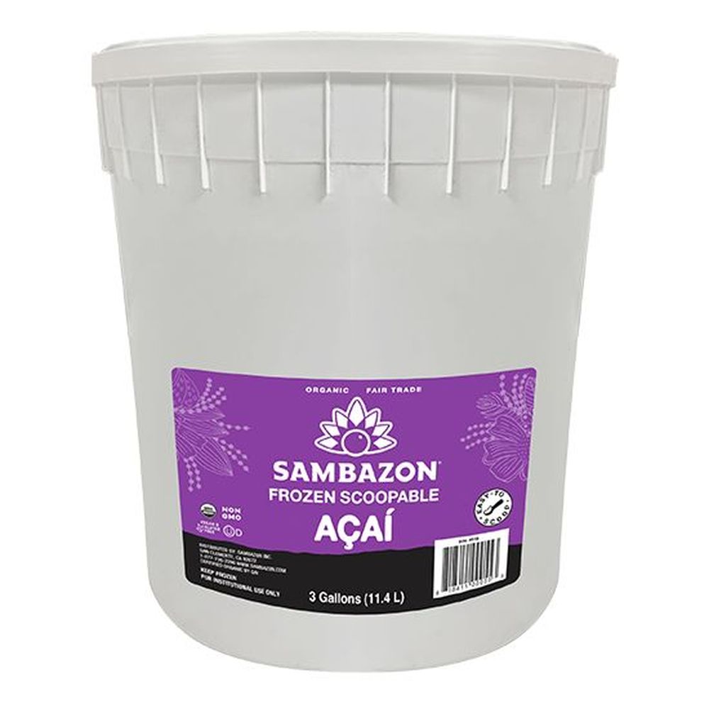Sambazon Reduced Sugar Frozen Scoopable Acai, 3 Gallon