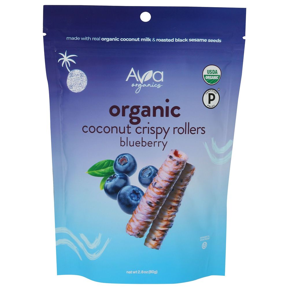 Ava Organics Blueberry Coconut Crispy Rollers, 2.8 Ounce -- 8 Per Case