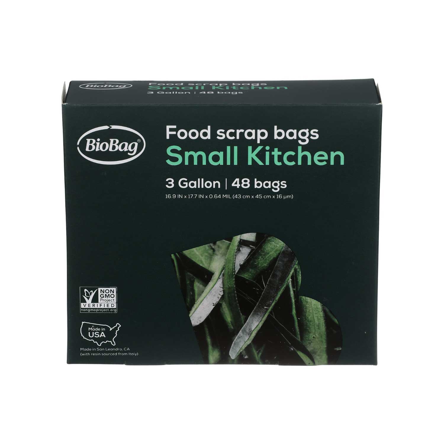 Biobag Small Compostable Food Scrap Bag, 3 Gallon, 48 Count -- 12 Per Case