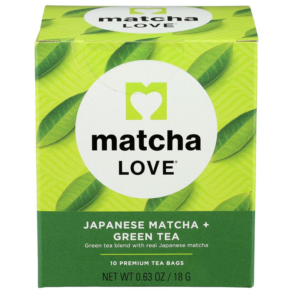 Matcha Love Japanese Matcha Plus Green Tea, 10 Tea Bags -- 6 Per Case