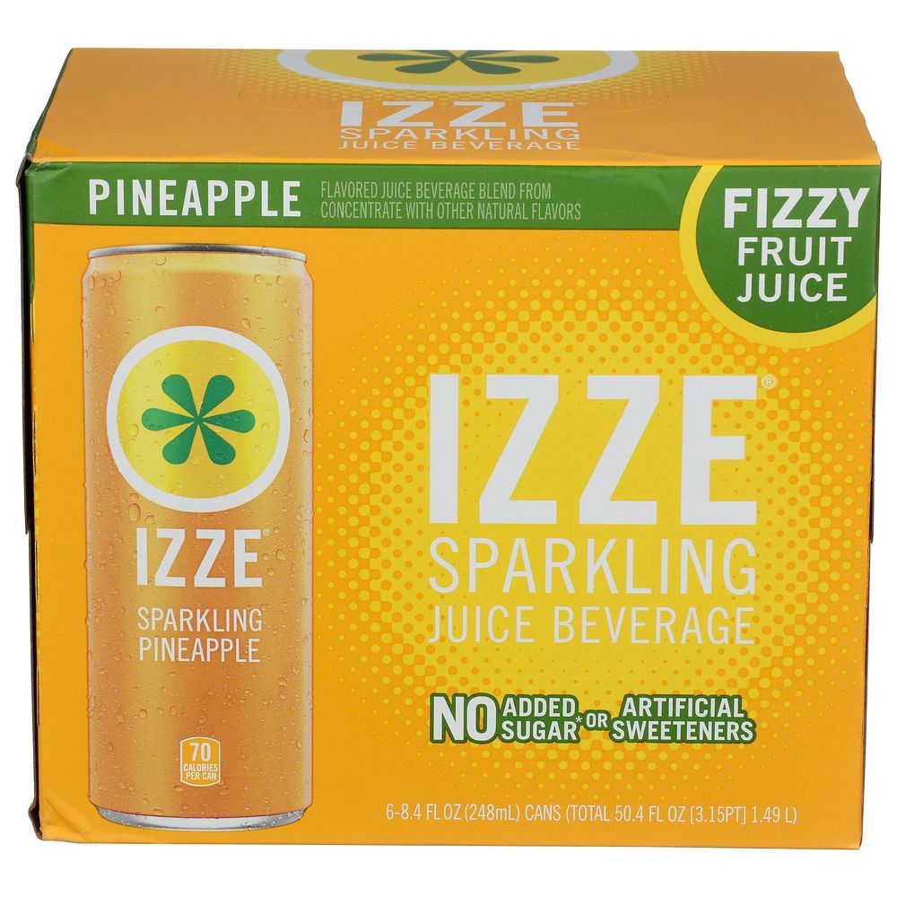 Izze Pineapple Flavored Sparkling Juice, 50.4 Fluid Ounce -- 4 Per Case