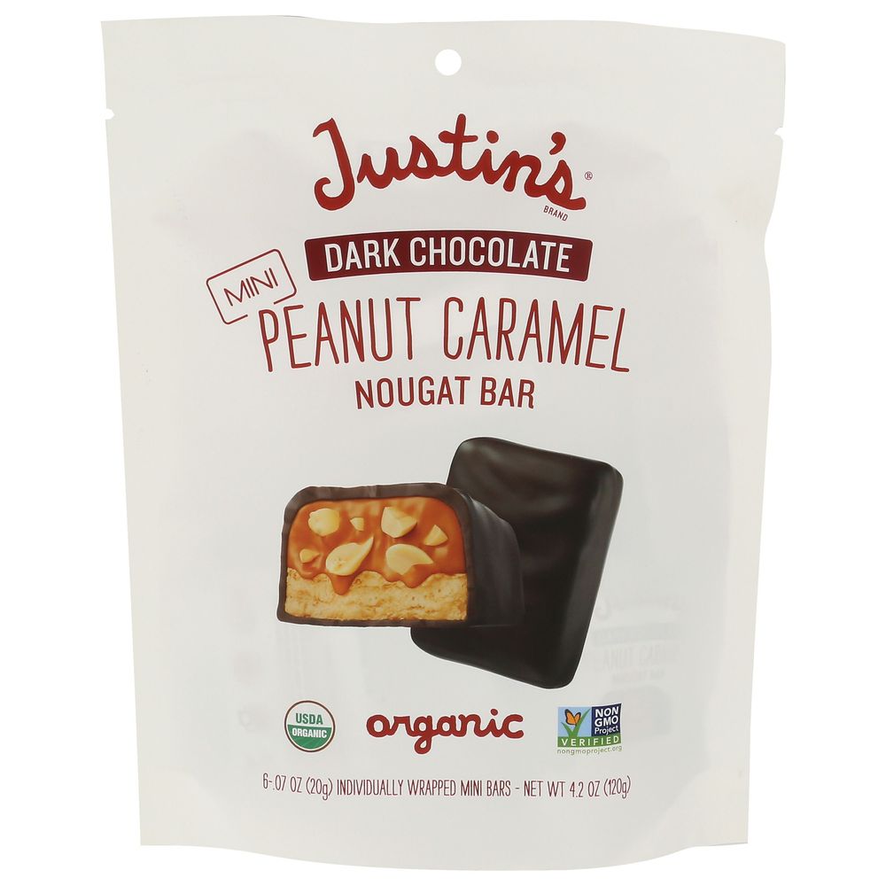 Organic Mini Dark Chocolate Peanut Caramel Nougat Candy Bar
