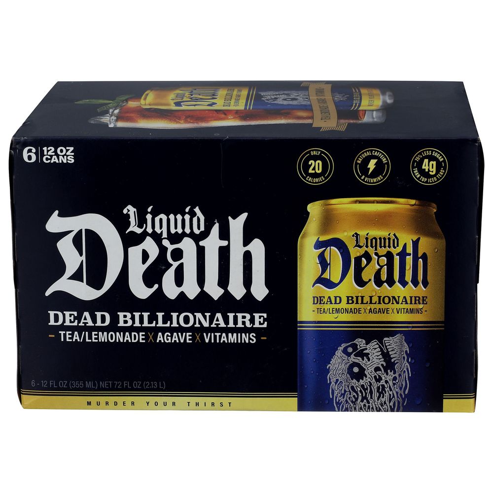 Liquid Death Dead Billionaire Iced Tea, 72 Fluid Ounce -- 4 Per Case