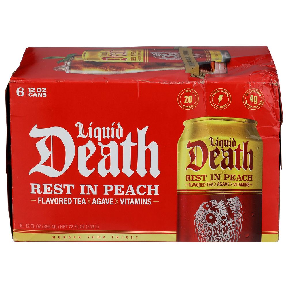 Liquid Death Rest In Peach Iced Tea, 72 Fluid Ounce -- 4 Per Case