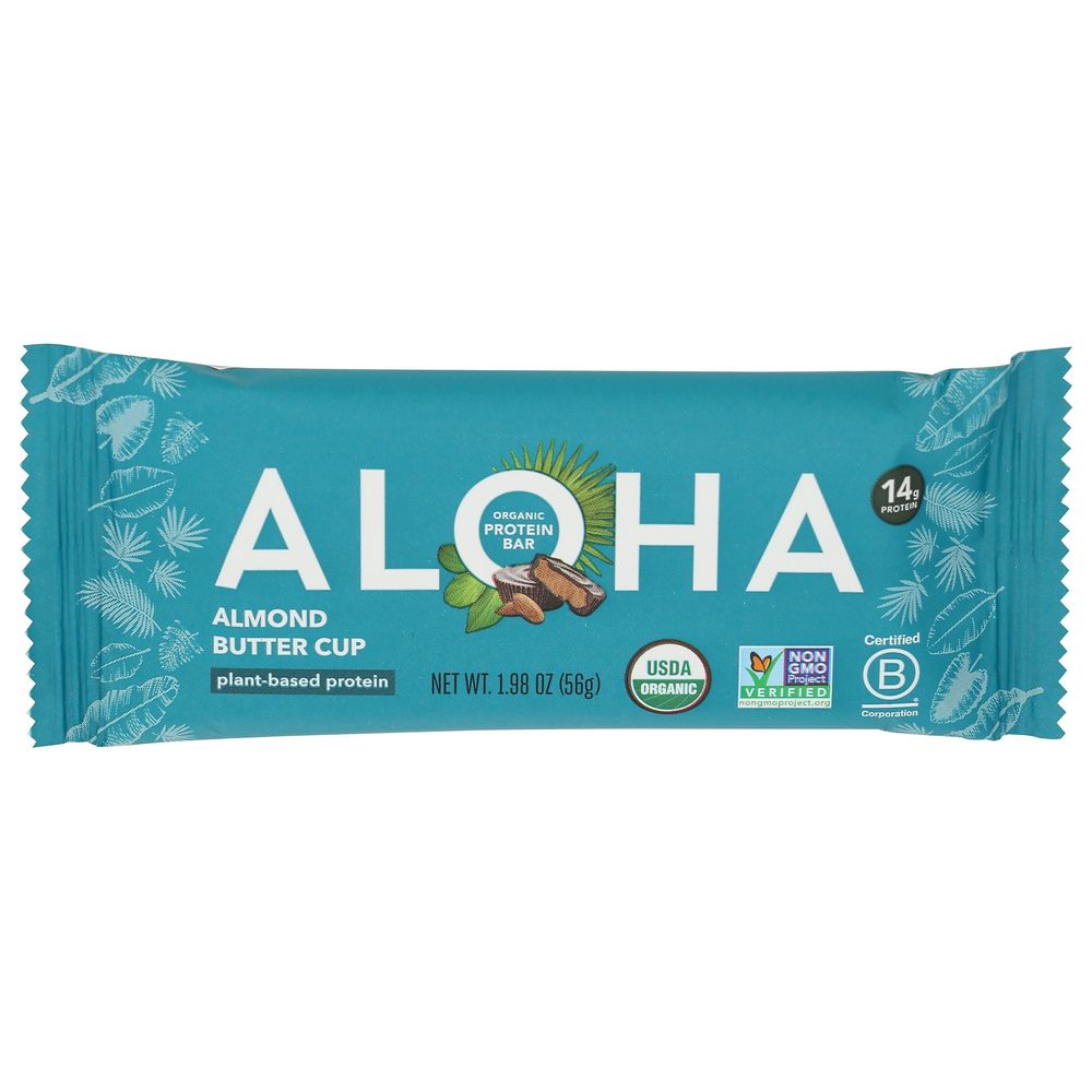 Aloha Organic Plant-based Almond Butter Cup Protein Bar, 1.98 Ounce -- 12 Per Case
