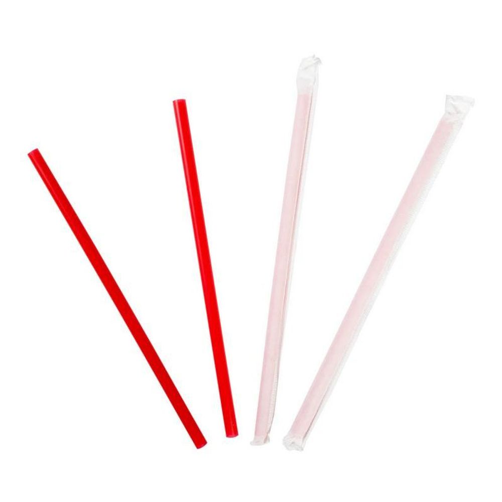 Polypropylene X-Heavy Red Paper Wrapped Giant Straw