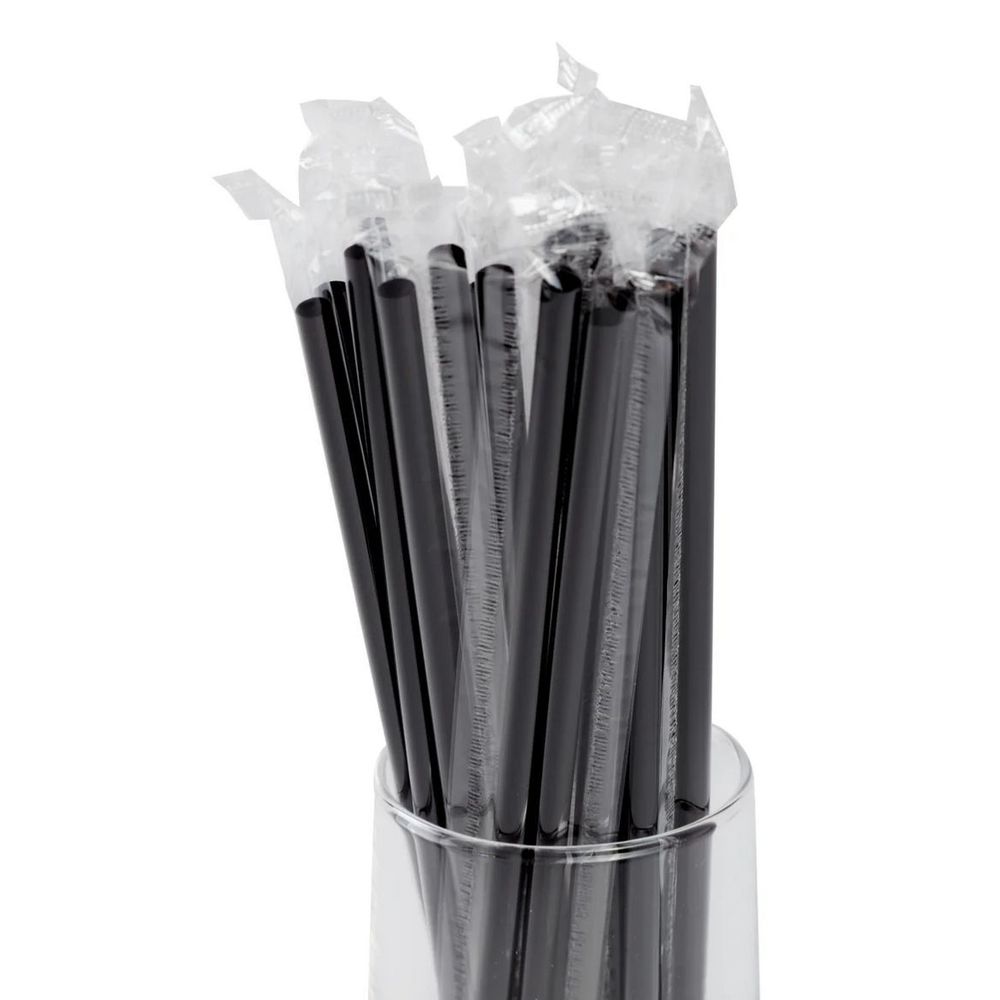 Black Polypropylene Poly Wrapped Jumbo Straw