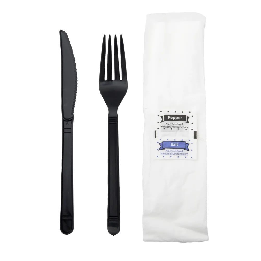 Black Polypropylene 5-Piece Heavy-Weight Cutlery Kit