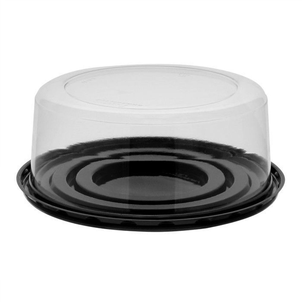 PET Black Base with Clear Smooth Dome Lid Cake Container fits 5 - 6 inch Cakes