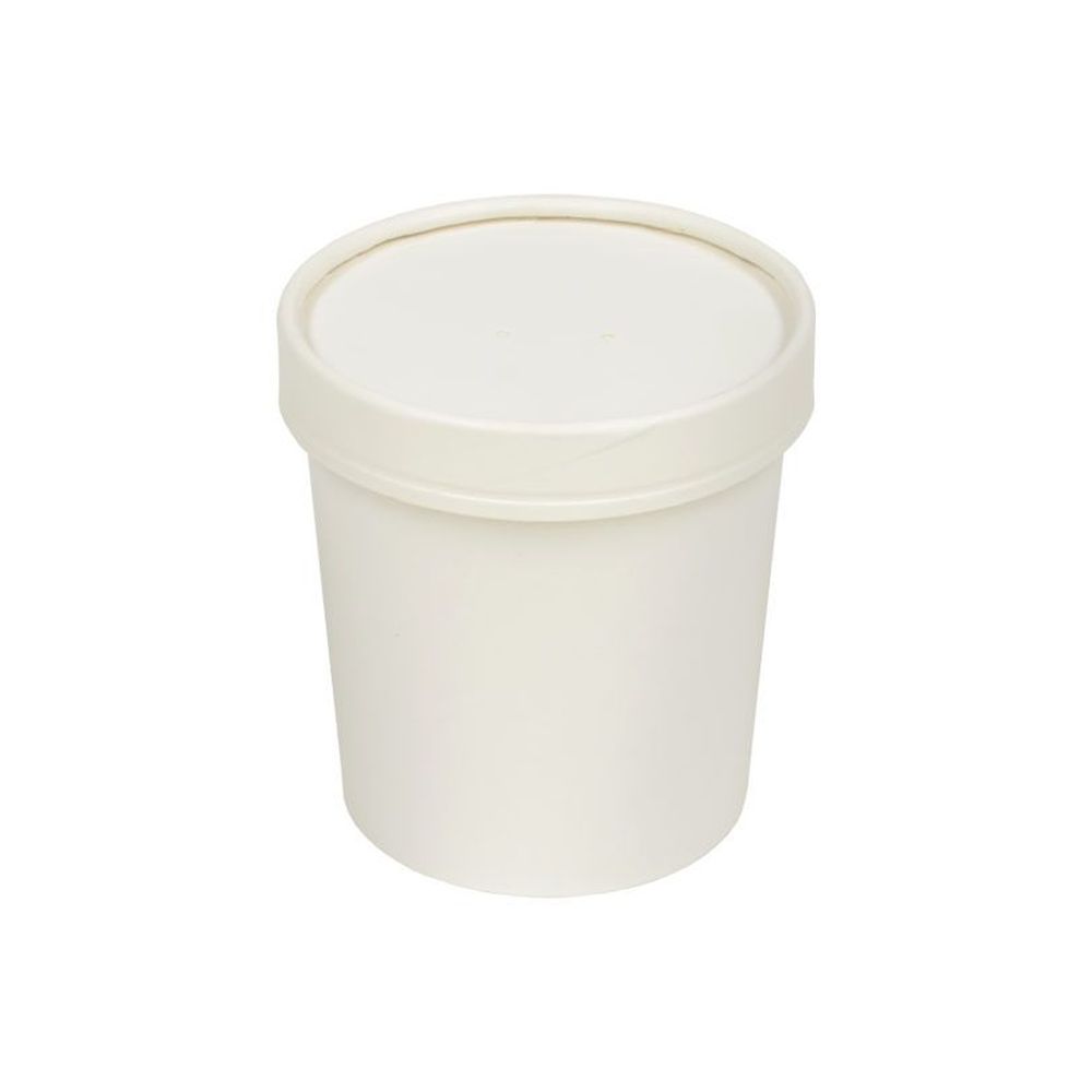 White SBS Tall Soup Cup with Paper Lid