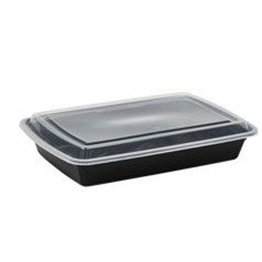 Polypropylene Black Base Rigid Rectangular Container with Clear Lid