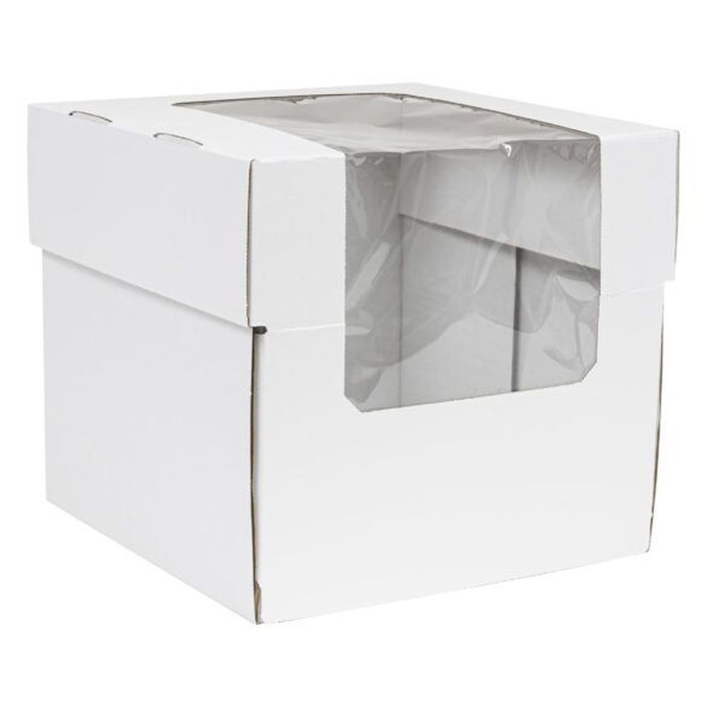 White Two Tier Corrugated Window Cake Box