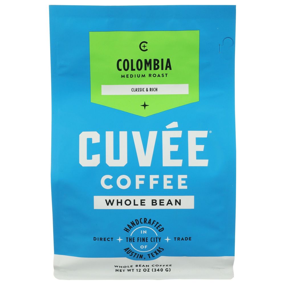 Cuvee Medium Roast Whole Bean Colombia Coffee, 12 Ounce -- 6 Per Case