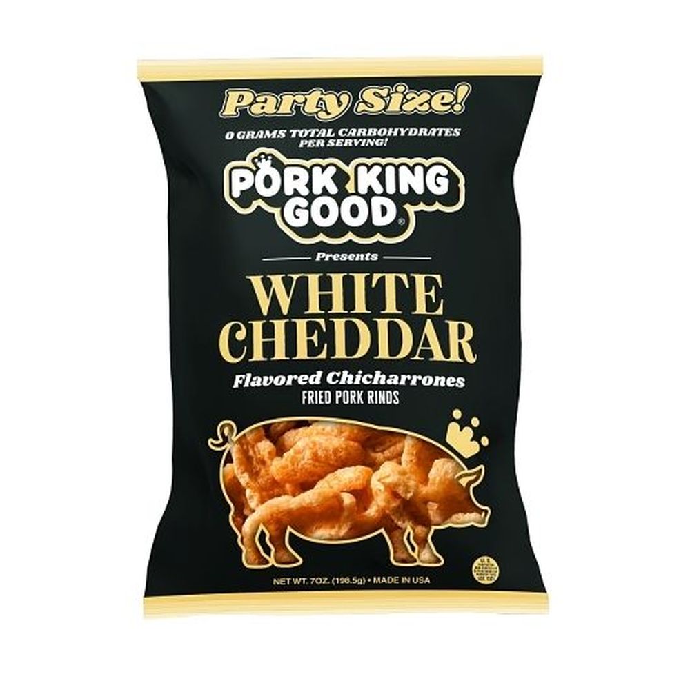 Pork King Good White Cheddar Fried Pork Rinds, 7 Ounce -- 6 Per Case