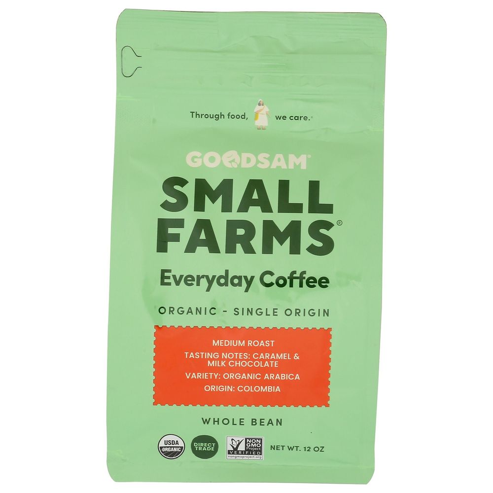 Goodsam Small Farms Organic Whole Bean Medium Roast Everyday Coffee, 12 Ounce -- 6 Per Case