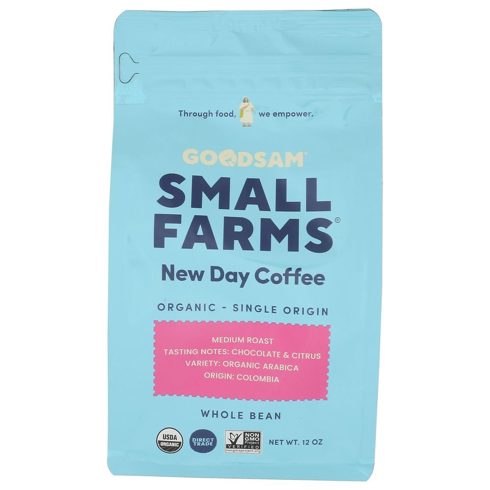 Goodsam Small Farms Organic Whole Bean Medium Roast New Day Coffee, 12 Ounce -- 6 Per Case