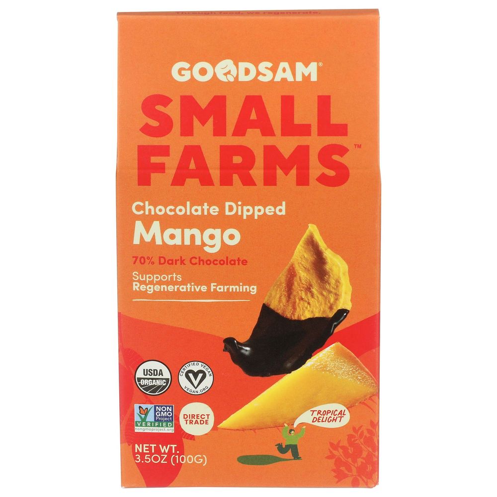 Goodsam Organic Small Farms 70 Percent Dark Chocolate Dipped Mango, 3.5 Ounce -- 6 Per Case