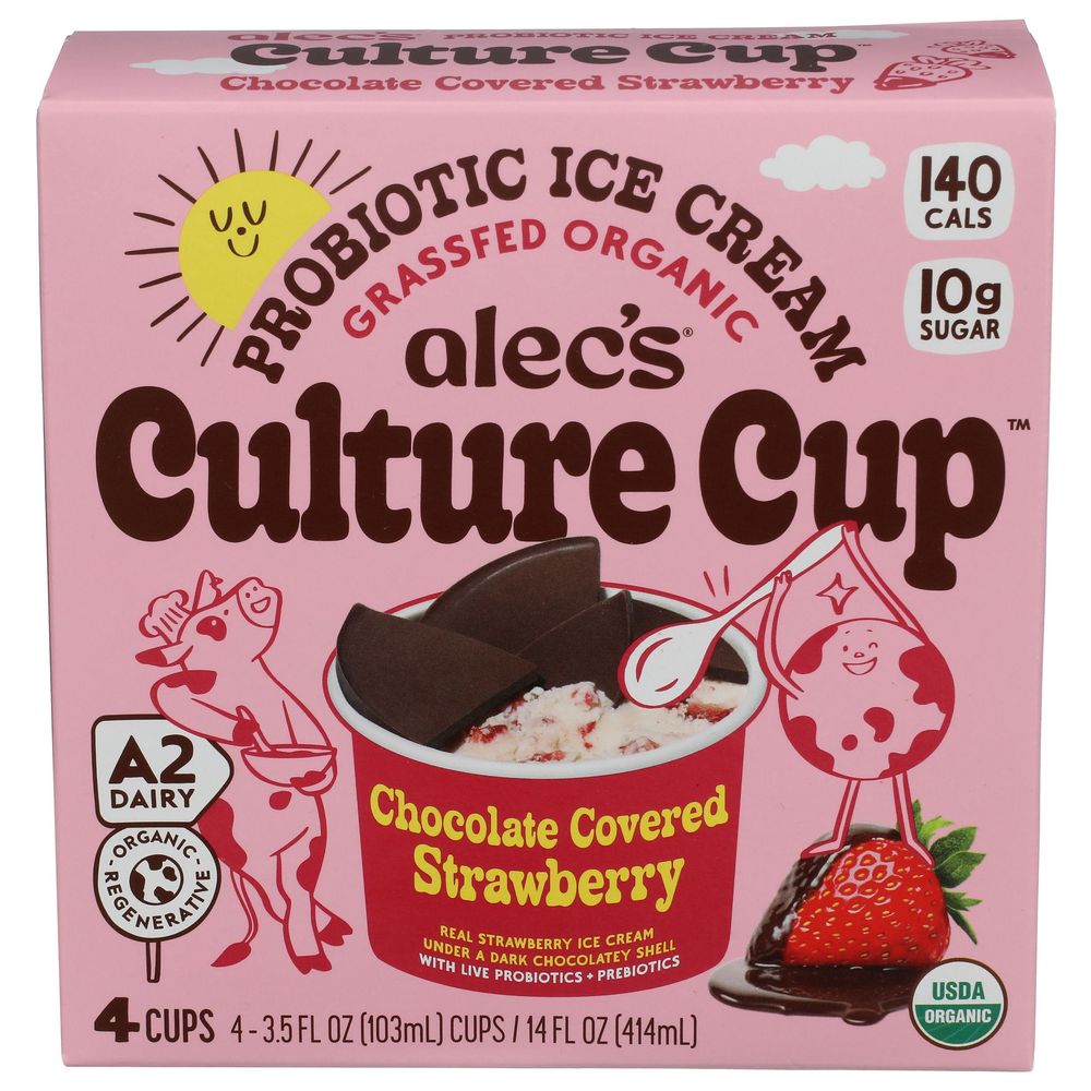 Culture Cup Organic Chocolate Covered Strawberry Probiotic Ice Cream