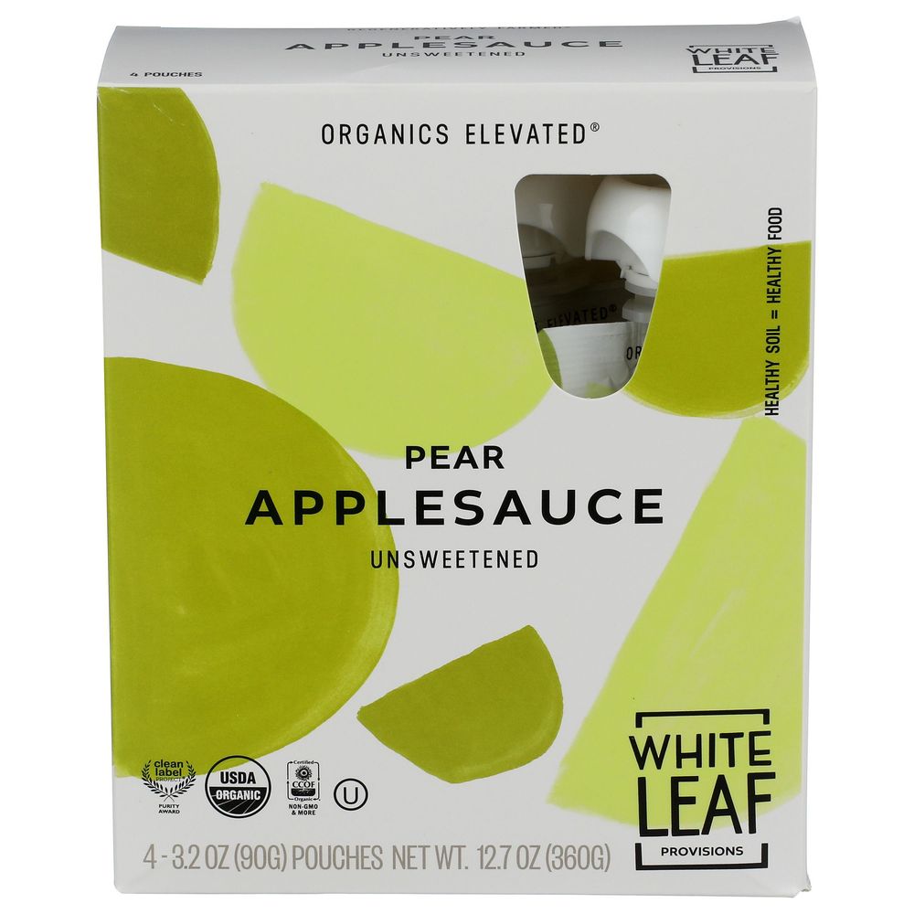 White Leaf Provisions Organic Unsweetened Pear Apple Sauce, 3.2 Ounce -- 24 Per Case