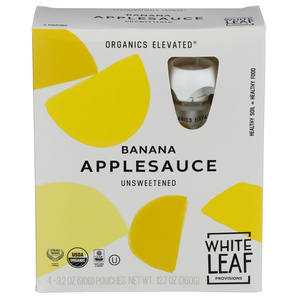 White Leaf Provisions Organic Unsweetened Banana Apple Sauce, 3.2 Ounce -- 24 Per Case