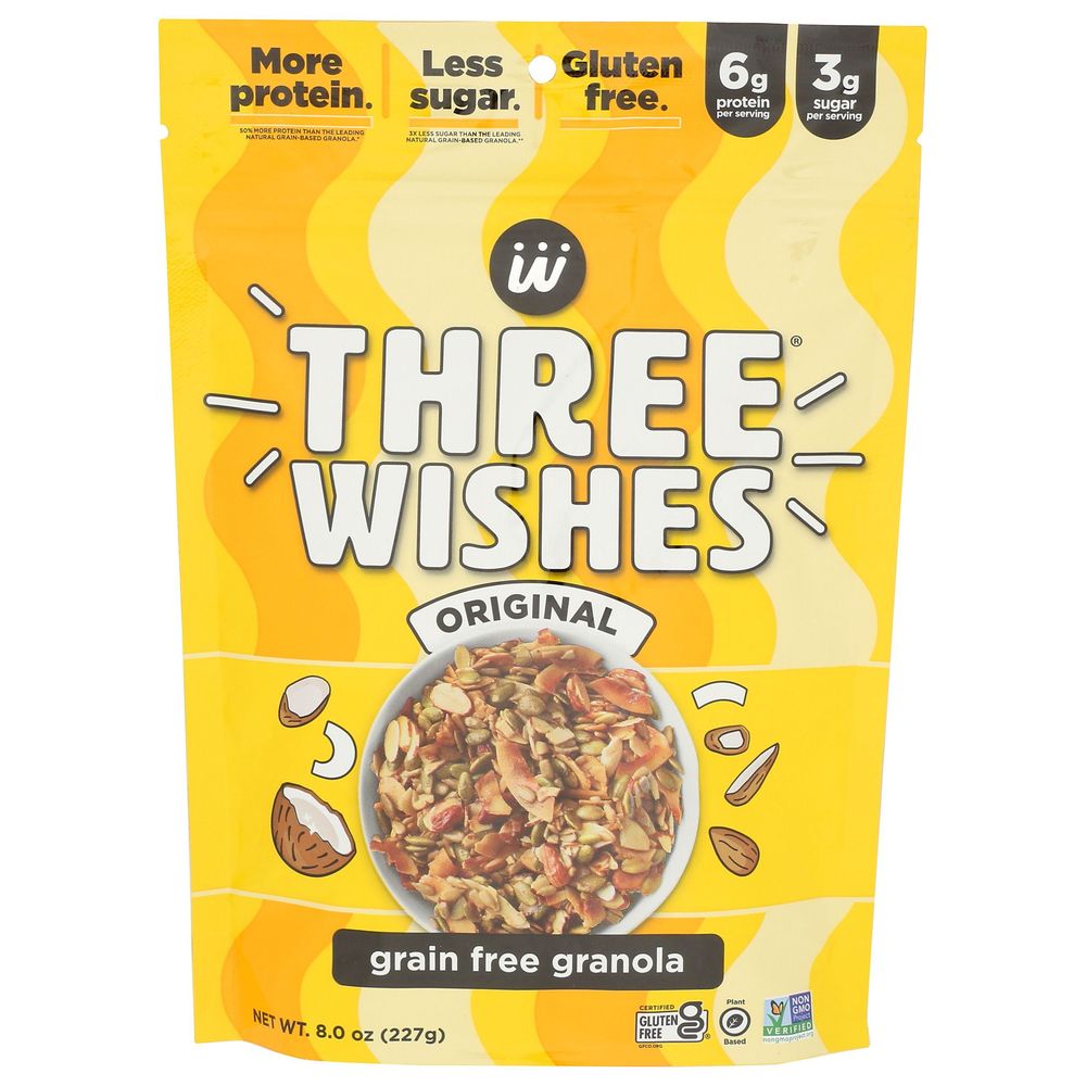 Three Wishes Original Grain Free Granola, 8 Ounce -- 8 Per Case