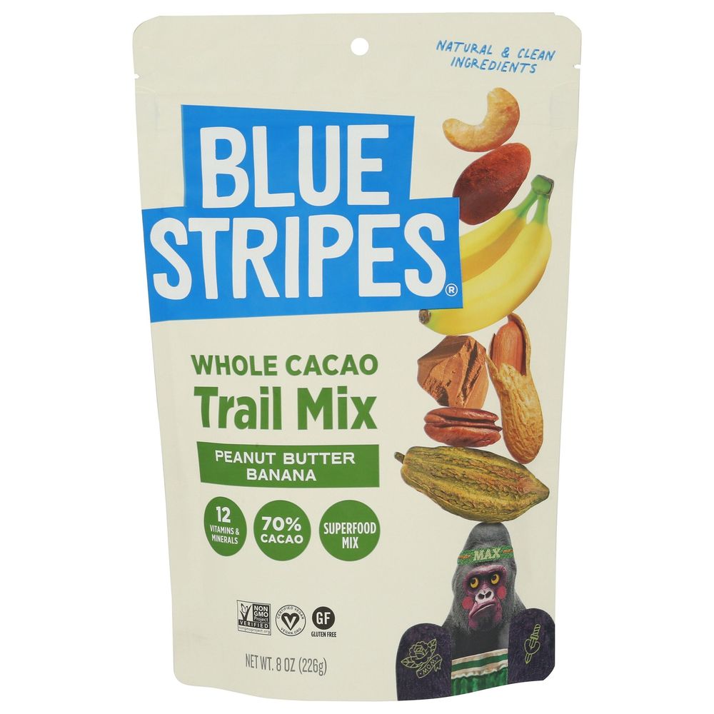 Blue Stripes Peanut Butter Banana Whole Cacao Trail Mix, 8 Ounce -- 6 Per Case