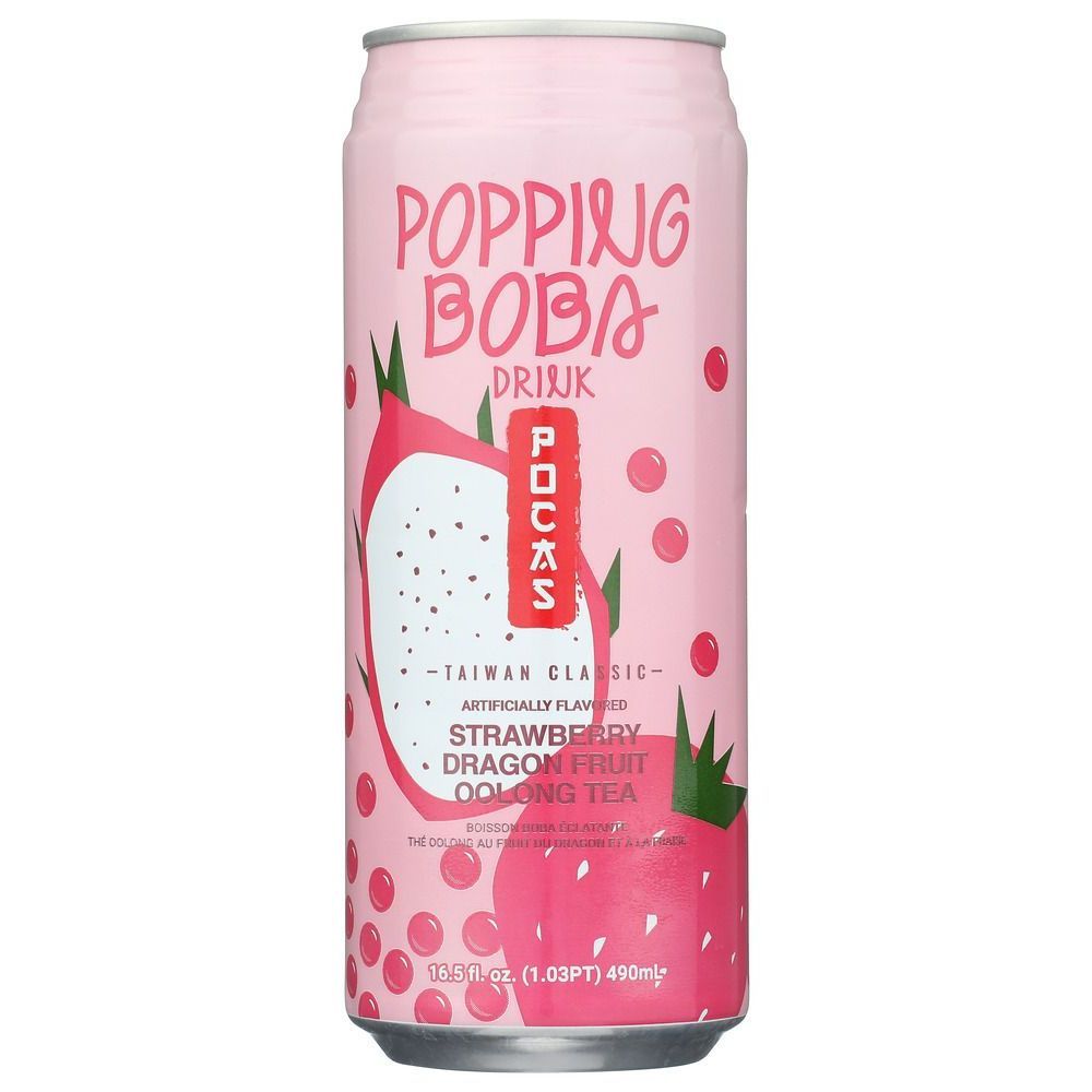 Popping Boba Drink Strawberry Dragon Fruit Oolong Tea
