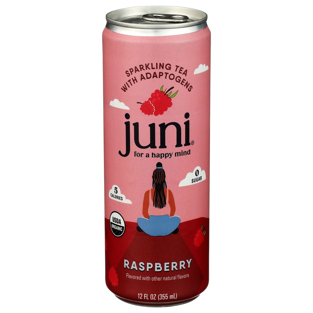Juni Organic Adaptogenic Raspberry Sparkling Tea, 12 Fluid Ounce -- 12 Per Case