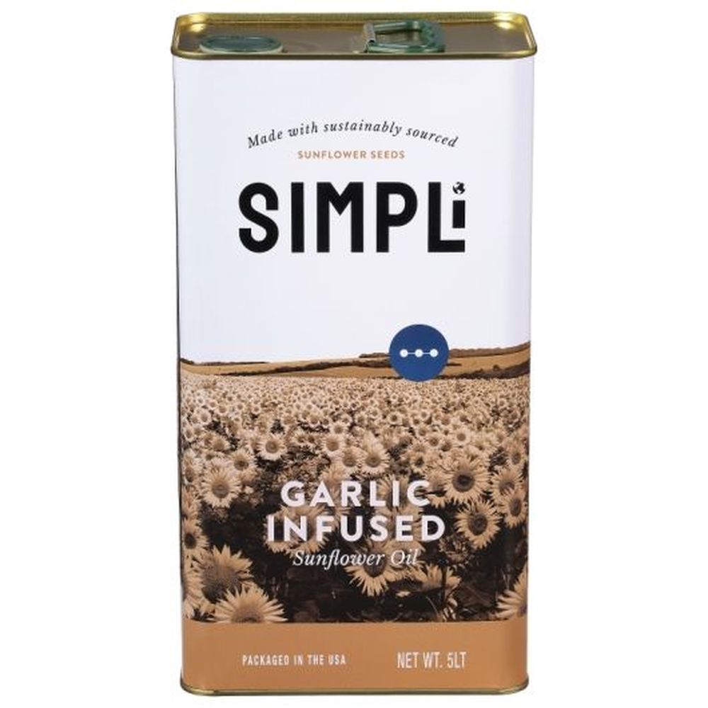 Simpli Garlic Infused High Oleic Sunflower Oil, 5 Liter -- 4 Per Case